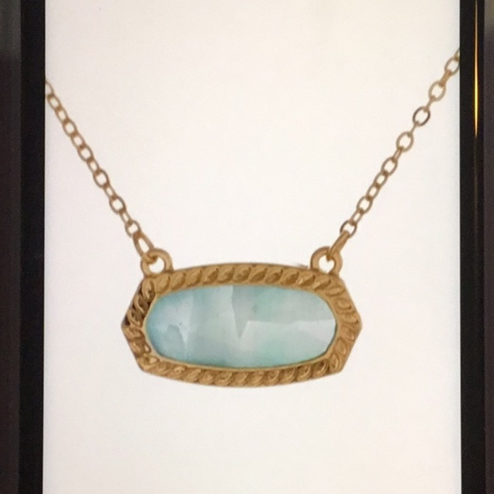 Gold Mint Green Blue Dainty Bar Short Necklace